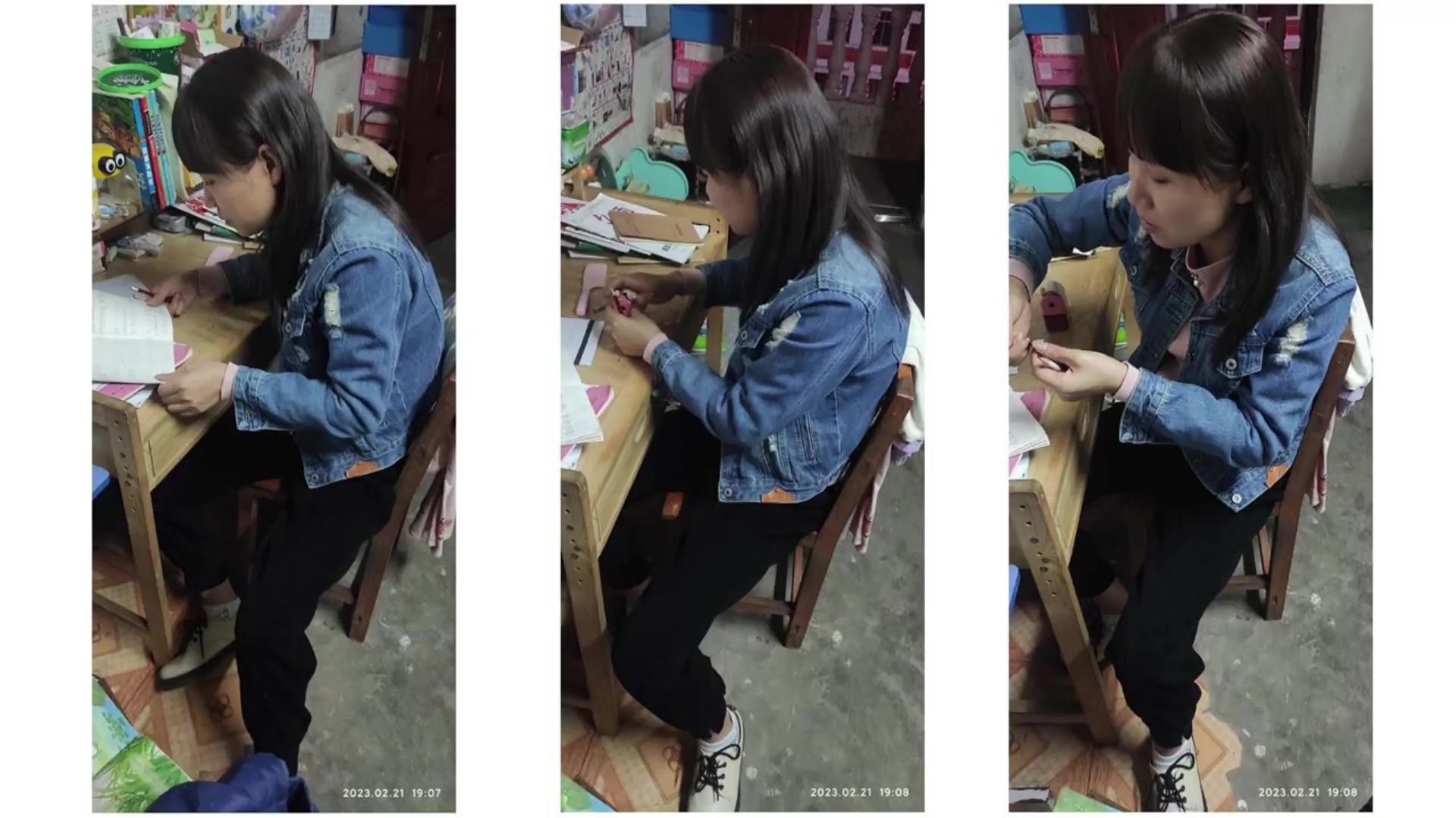 小玲肥黑骚B越来越宽了，阴毛也越来越长越顺了。